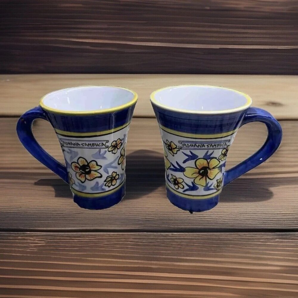 Set of 2 Romana Sambuca Coffee/ Cappuccino Ceramic Cups 4 3/4” Boho Read